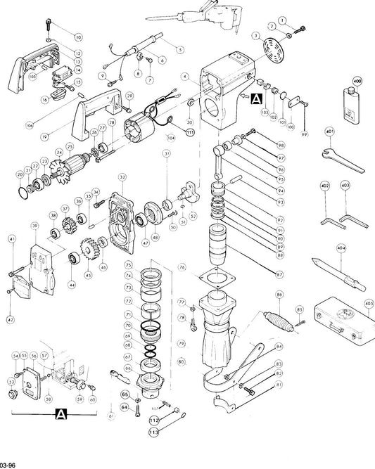 HM1301 Demolition Hammer Assembly Parts By Makita