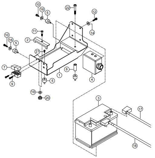 AAAA RX1575- Holding Device With Battery Assembly Parts By Multiquip