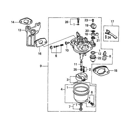 Carburetor Assembly Parts for CA4HM Trowels by Multiquip Whiteman