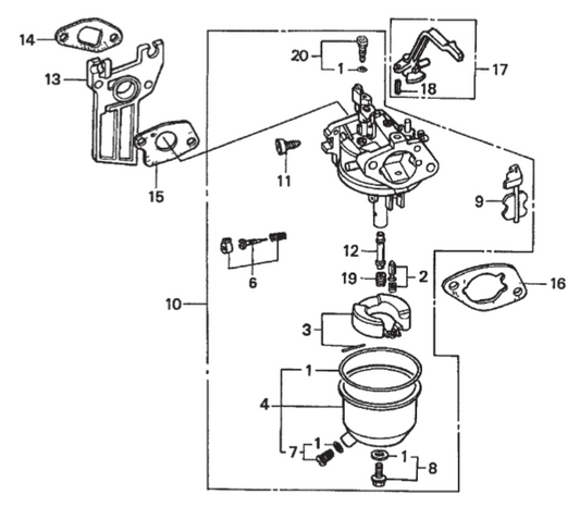 GA25H HONDA GX160K1EMA2 ENGINE — Carburetor Assy. Parts By Multiquip 