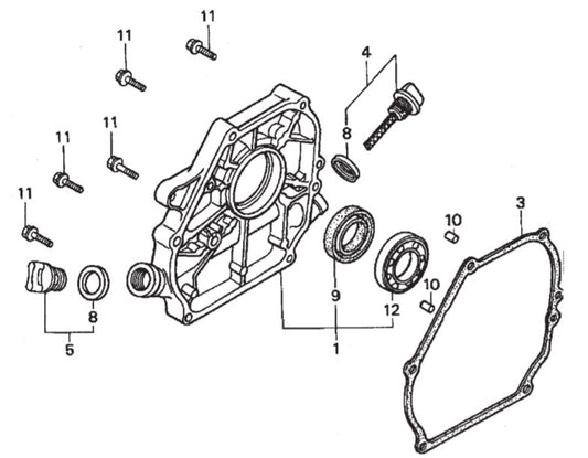 GA25H HONDA GX160K1EMA2 ENGINE  — Crankcase Cover Assy. Parts By Multiquip 