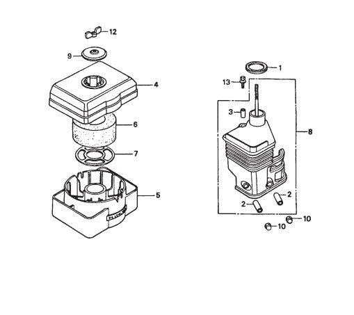 Air Cleaner (Oil Bath) Assembly Parts for J-Series Trowels by Multiquip Whiteman
