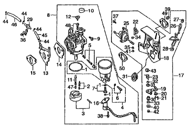 GA36HR Honda GX240RT2EDN2 Carburetor Assy. Parts By Multiquip 