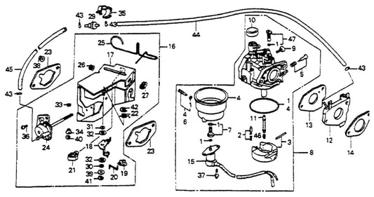 GA6HZ HONDA GX340K1 ENGINE Carburetor Assembly Parts By Multiquip