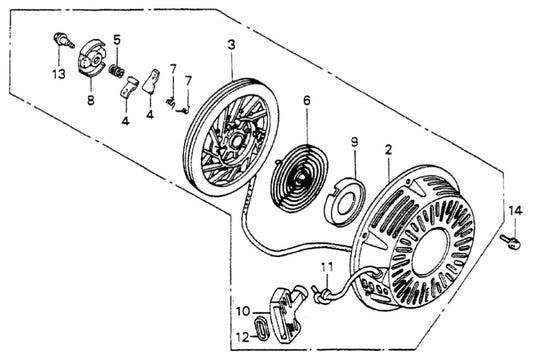 GA6HZ HONDA GX340K1EDN2 ENGINE Recoil Starter Parts By Multiquip 