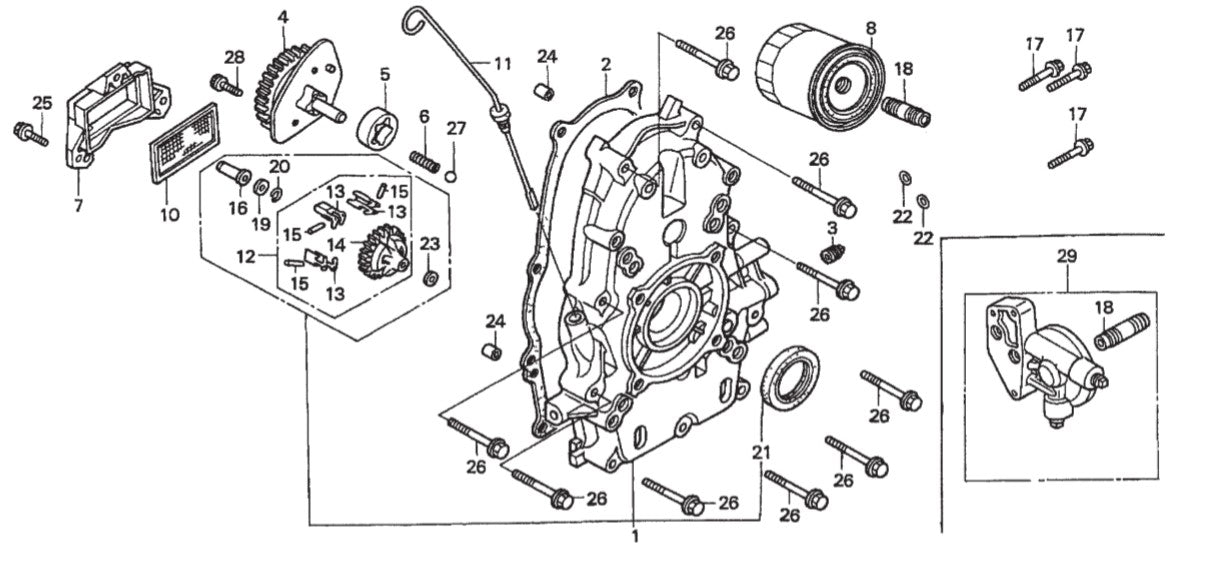 AR13HA- HONDA GX610K1QZB2 ENGINE — Crankcase Cover Assy. Parts By Multiquip