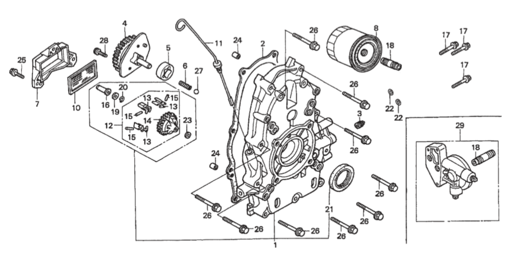 AR-13H HONDA GX610K1QZB2 ENGINE Crankcase Cover Assy. Parts by Multiquip