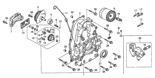 AR-13H HONDA GX610K1QZB2 ENGINE Crankcase Cover Assy. Parts by Multiquip