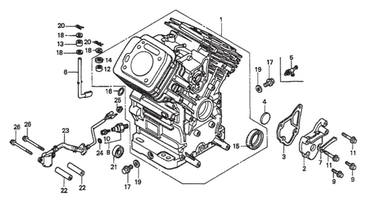 AR-13H HONDA GX610K1QZB2 ENGINE Cylinder Barrel Assy. Parts by Multiquip