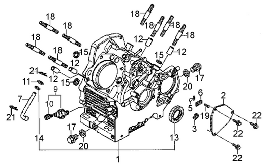 AR14H HONDA GX630RHKAF Crankcase Assy. Parts By Multiquip
