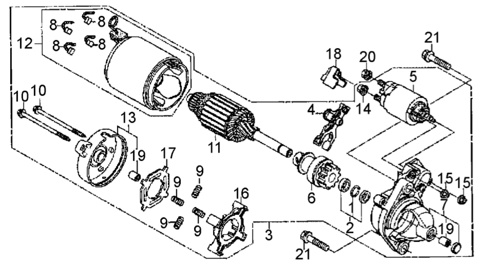 AR14H HONDA GX630RHKAF Starter Motor Assy. Parts By Multiquip