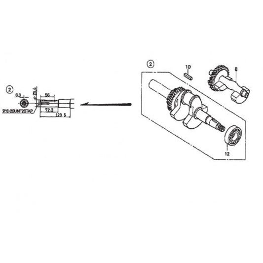 Crankshaft Assembly Parts for HPLA/HPHA-36-Series Trowels by Multiquip Whiteman