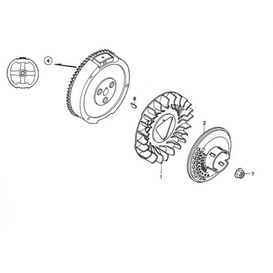 Flywheel Assembly Parts for HPLA-HPHA-46 Series Trowels by Multiquip Whiteman