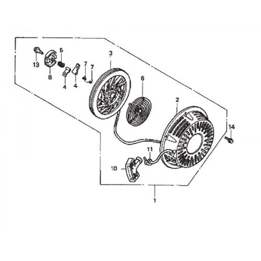 Recoil Starter Assembly Parts for HPLA/HPHA-36 Series Trowels by Multiquip Whiteman