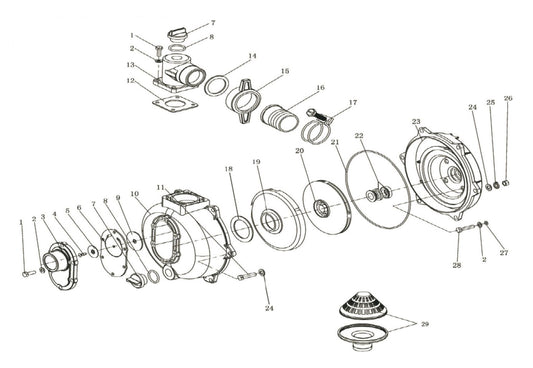 BE HP2065K Water Pump Assembly Parts by BE Power Equipment