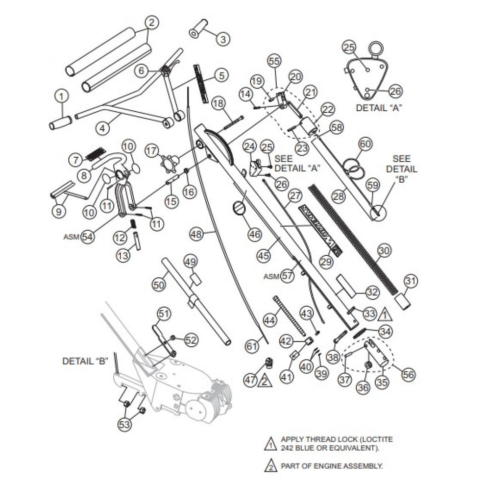 Quick-Pitch™ Handle Assembly Parts for HPLA/HPHA-36 Series Trowels by Multiquip Whiteman