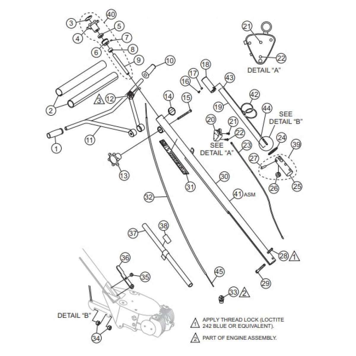 Standard Handle Assembly Parts for HPLA/HPHA-36-Series Trowels by Multiquip Whiteman