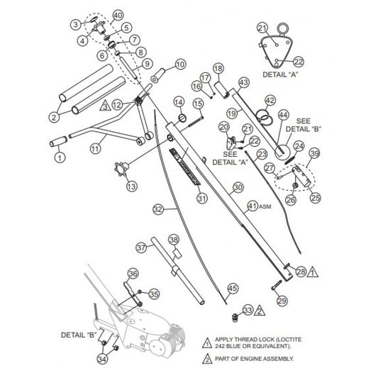 Standard Handle Assembly Parts for HPLA/HPHA-36-Series Trowels by Multiquip Whiteman