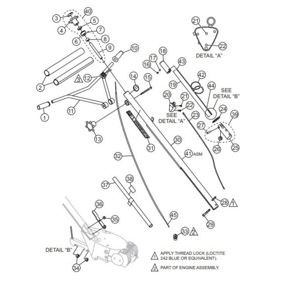 HPLA/HPHA-SERIES 36" Standard Handle Assembly Parts by Multiquip Whiteman