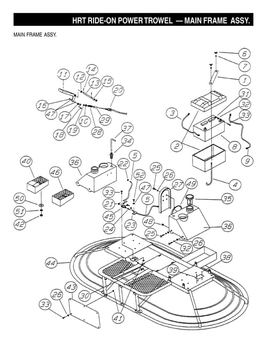 HRT Ride-On Power Trowel-Main Frame Assembly (Fig 1)