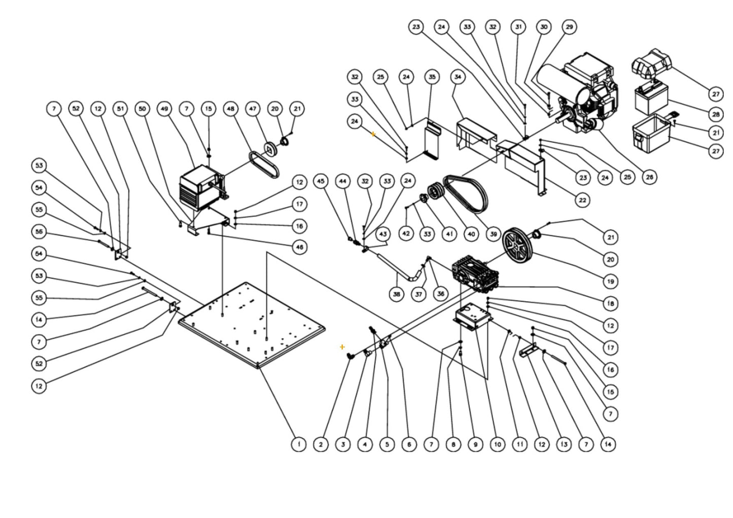 HS Gasoline-Diesel Models (sn:0-15011230) Isolation Plate Assembly Parts by Mi-T-M