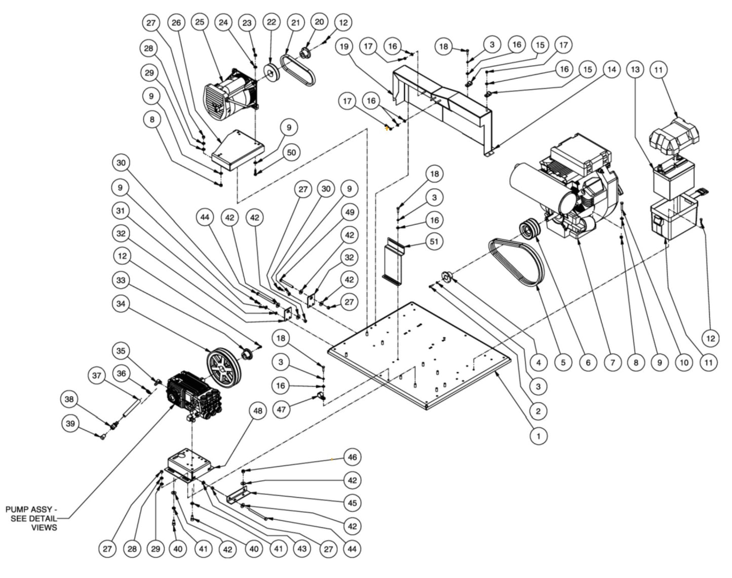 HS Gasoline-Diesel Models (sn:15011231-15022138) Isolation Plate Assembly Parts by Mi-T-M