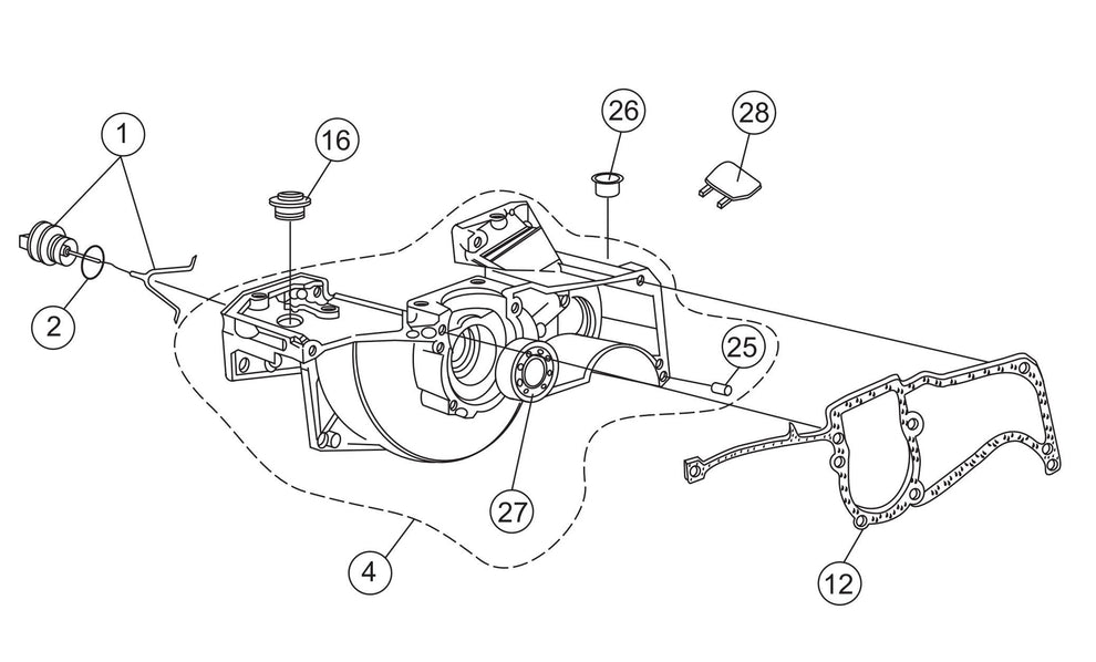 HS62 Cut-Off Saw - Crankcase (Flywheel Side) Assembly Parts