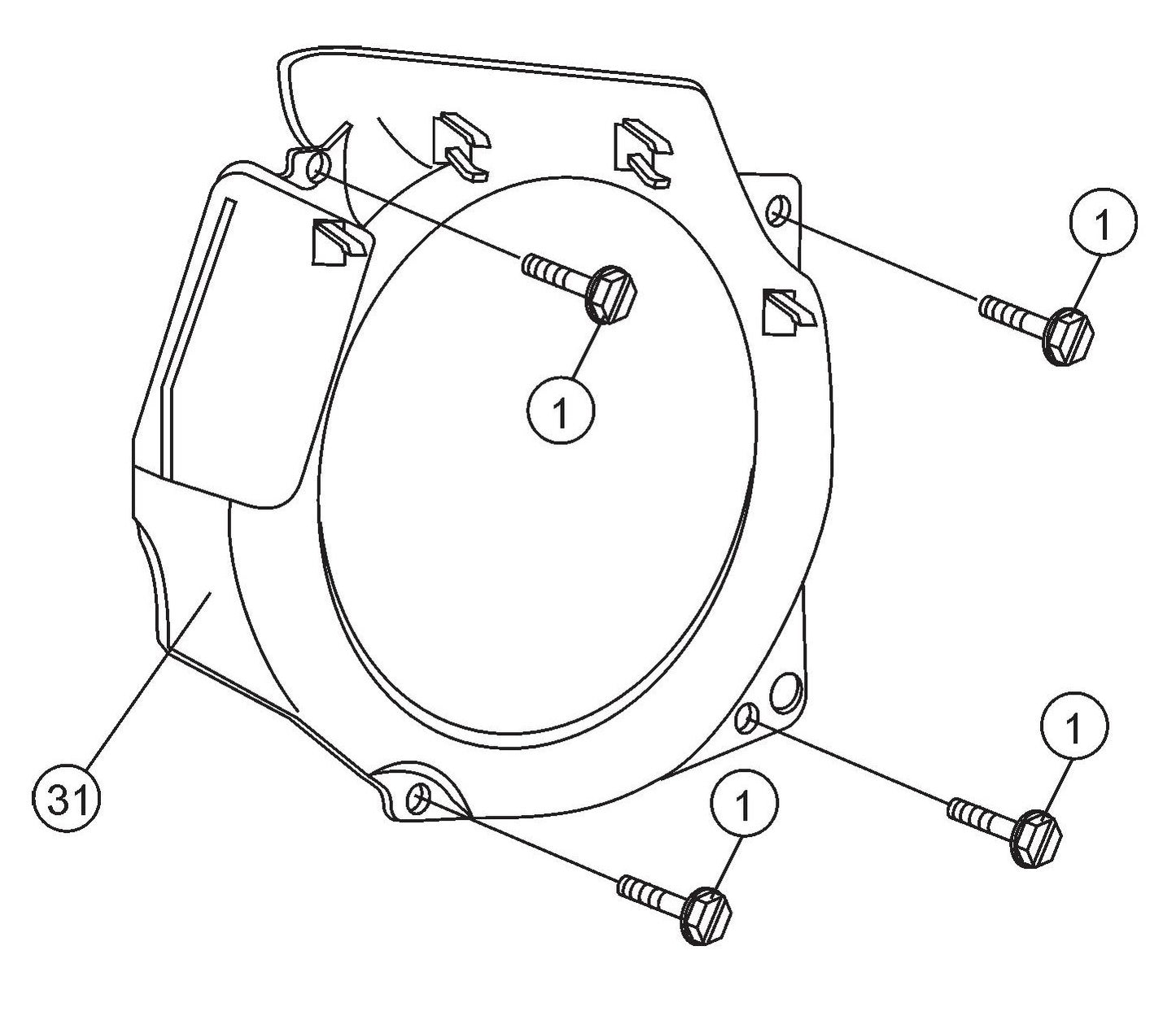 HS62 Cut-Off Saw - Flywheel Cover Assembly Parts