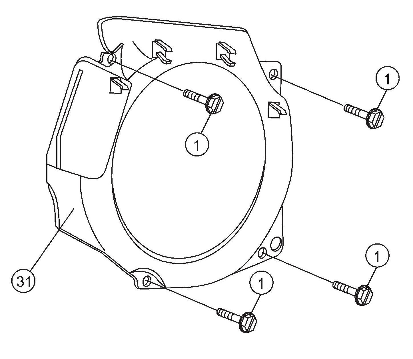 HS62 Cut-Off Saw - Flywheel Cover Assembly Parts