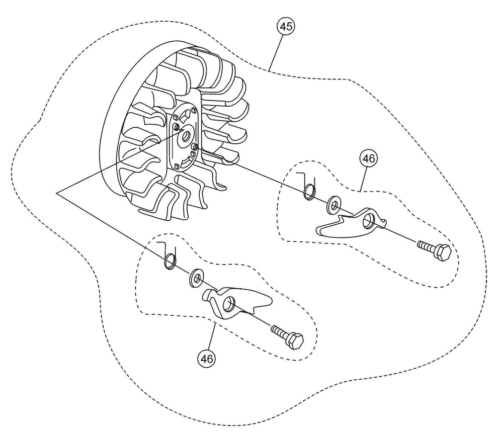 HS62 Cut-Off Saw - Flywheel Assembly Parts