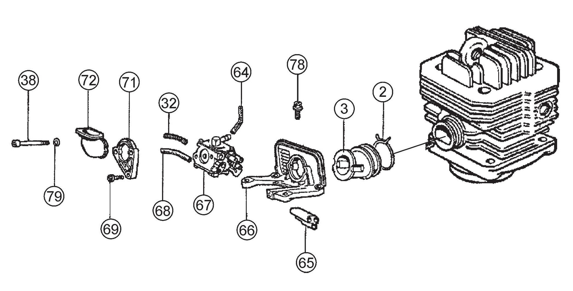 HS62 Cut-Off Saw - Carburetor Mounting Assembly Parts