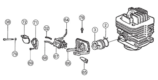 HS81 Cut-Off Saw - Carburetor Mounting Assembly Parts