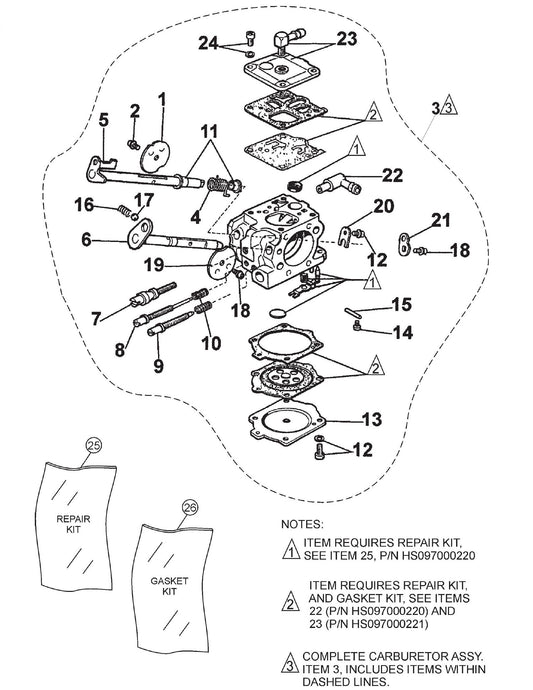 HS81 Cut-Off Saw - Carburetor Assembly Parts
