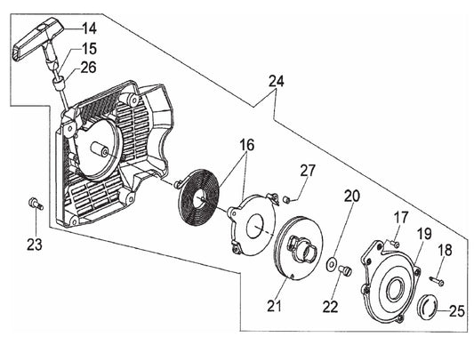 HS62A Recoil Starter Assembly Parts