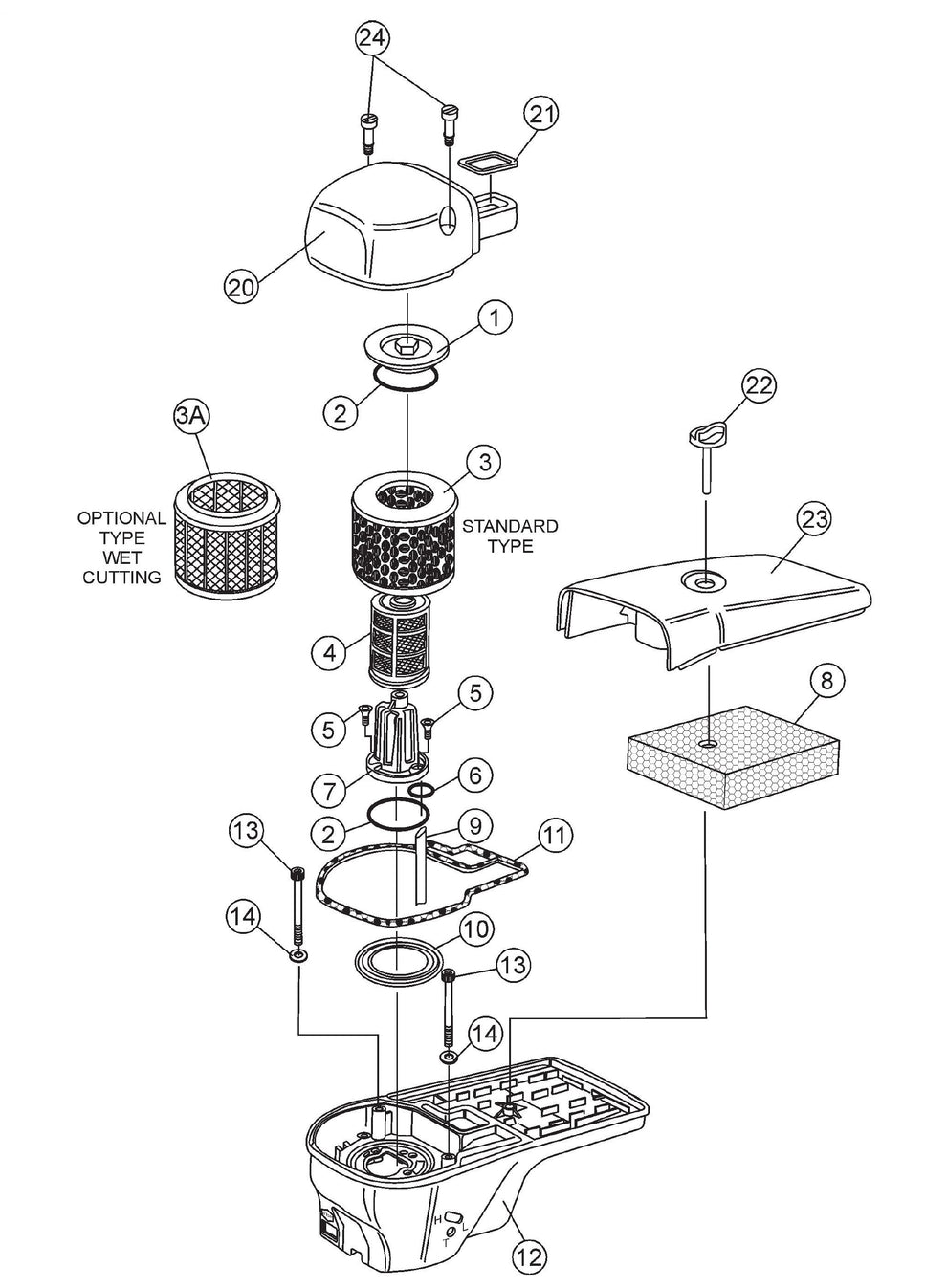 HS62A Air Filter Assembly Parts
