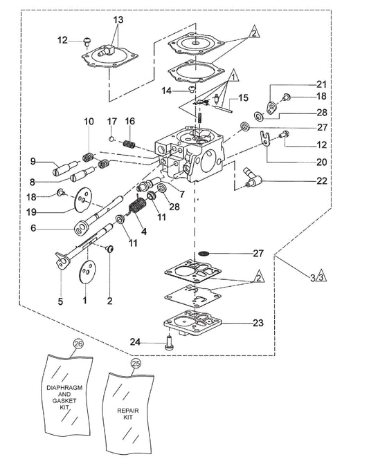 HS81A Carburetor Assembly Parts
