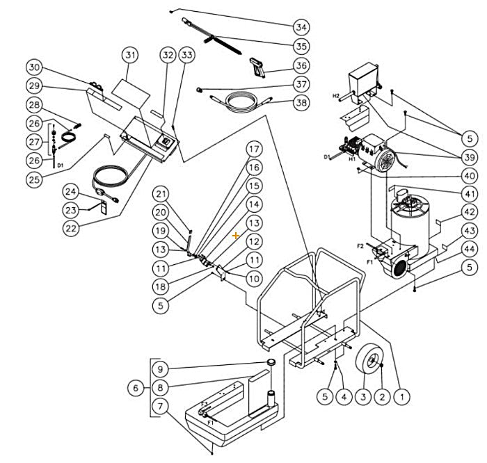 HSE-1002-0M10, HSE-1502-0M10, HSE-2003-0M10 (sn:15007892-15053033) Frame Assembly Parts by Mi-T-M