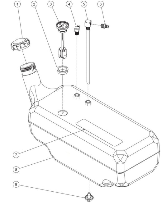 HSE-1002, HSE-1502, HSE-2003, HSP-2503, DH-2003, DH-2503 Fuel Tank Assembly Parts by Mi-T-M
