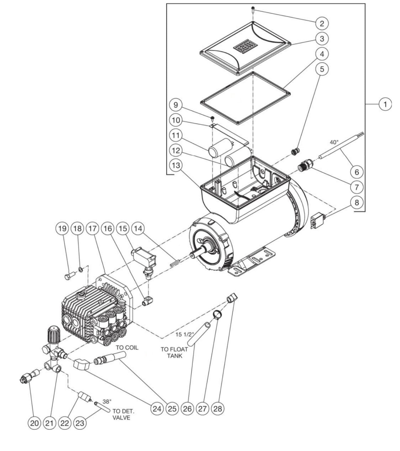 HSE-1002, HSE-1502, HSE-2003, DH-1002, DH-1502, DH-2003 (sn:15143413-99999999) Motor//Pump Assembly Parts by Mi-T-M