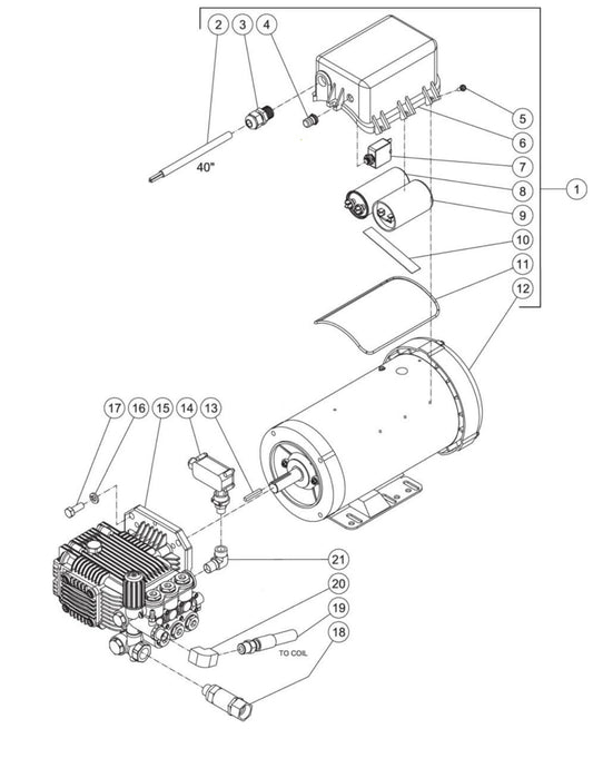 HSE-1002, HSE-1502, HSE-2003, DH-1002, DH-2003 (sn:15110729-15143412) Motor/Pump Assembly Parts by Mi-T-M