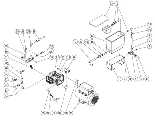HSE-1002-2M10, HSE-1502-2M10, HSE-2003-2M10 (sn:15105511-15110728), (sn:15071603-99999999) Motor//Pump Assembly Parts by Mi-T-M