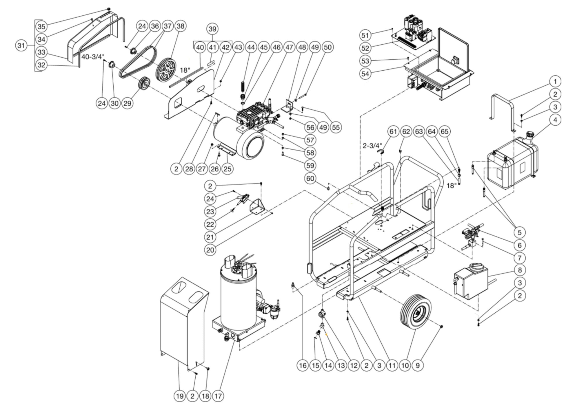 HSE-2504-0M30, HSE-3004-0M30, HSE-3504-0M10, HSE-3504-0M30 Frame Assembly Parts by Mi-T-M