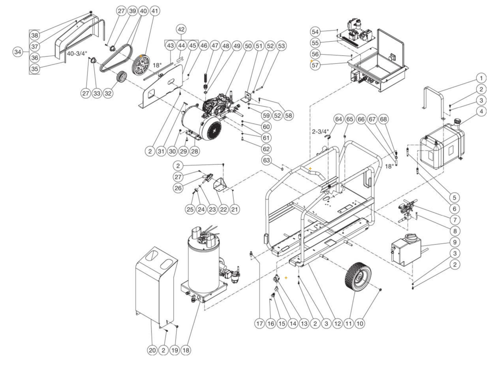 HSE-2504, HSE-3004, HSE-2504, HSE-3504, HSE-3004, DH-2504, DH-3004 Frame Assembly Parts by Mi-T-M