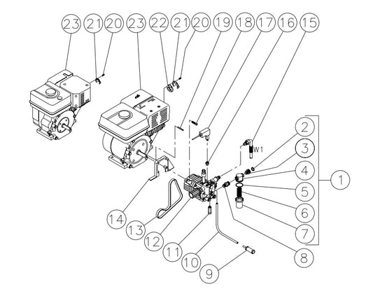HSP-2003-0MGH/0MGV (sn:15035591-99999999), (sn:26204-15035591) Engine//Pump assembly Parts by Mi-T-M