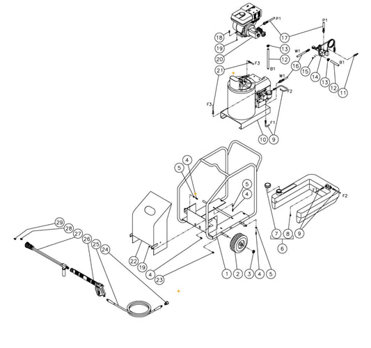  HSP-2403-1MGH (sn:22655-26203), (sn:0-22654) Frame Assembly Parts by Mi-T-M