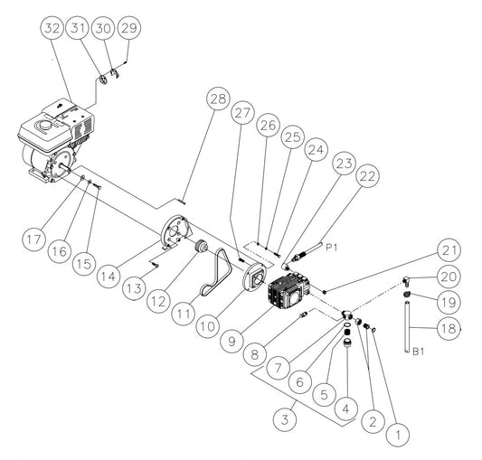 HSP-2403-3MGH, HSP-2403-3MGR Engine//Pump Assembly Parts by Mi-T-M
