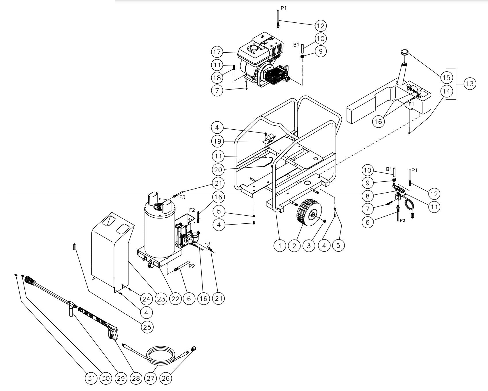 HSP-3003-3MGR/3MGV (sn:0-15010743) Frame Assembly Parts by Mi-T-M