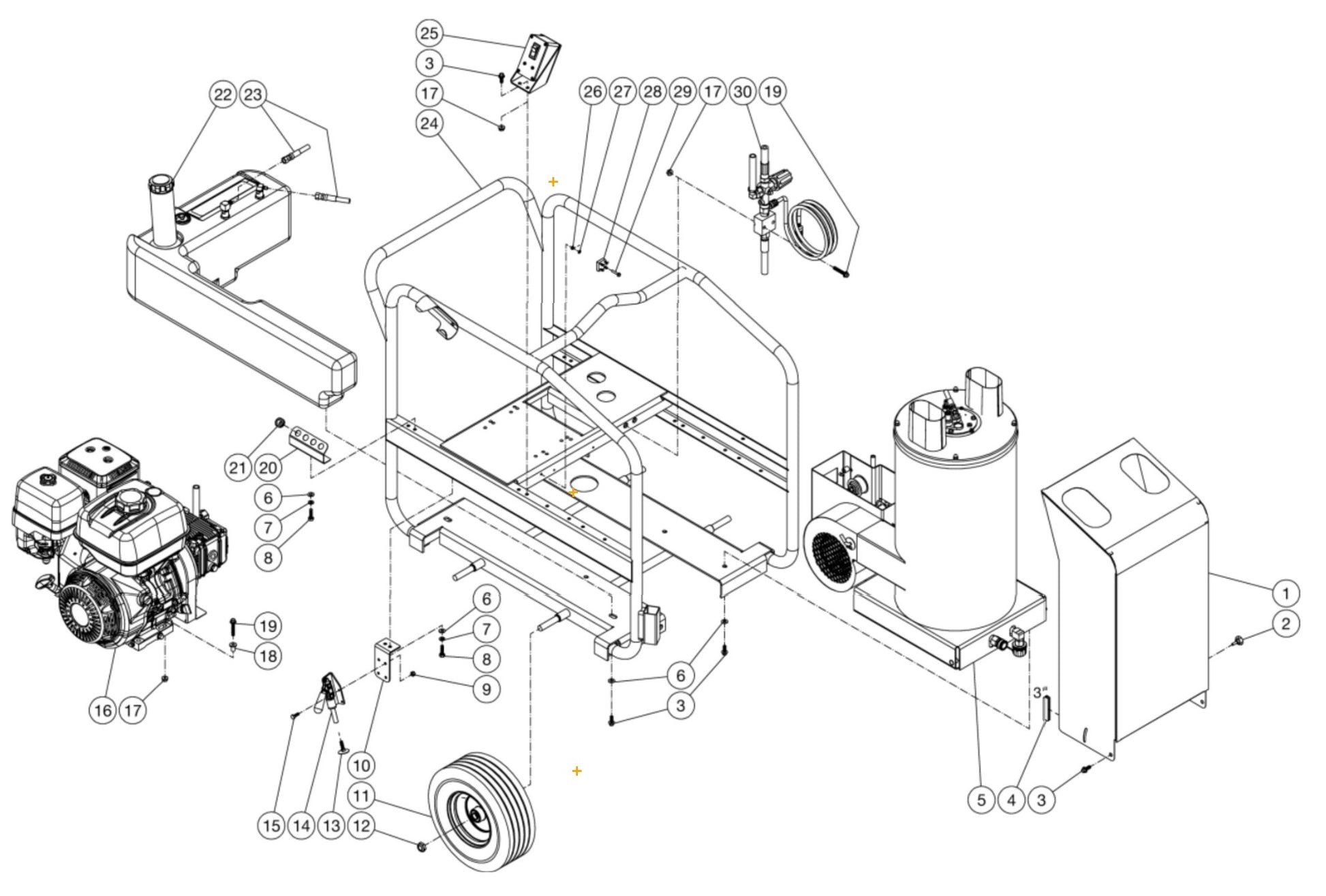 HSP-3003-3MGR/3MGV Frame Assembly Parts by Mi-T-M