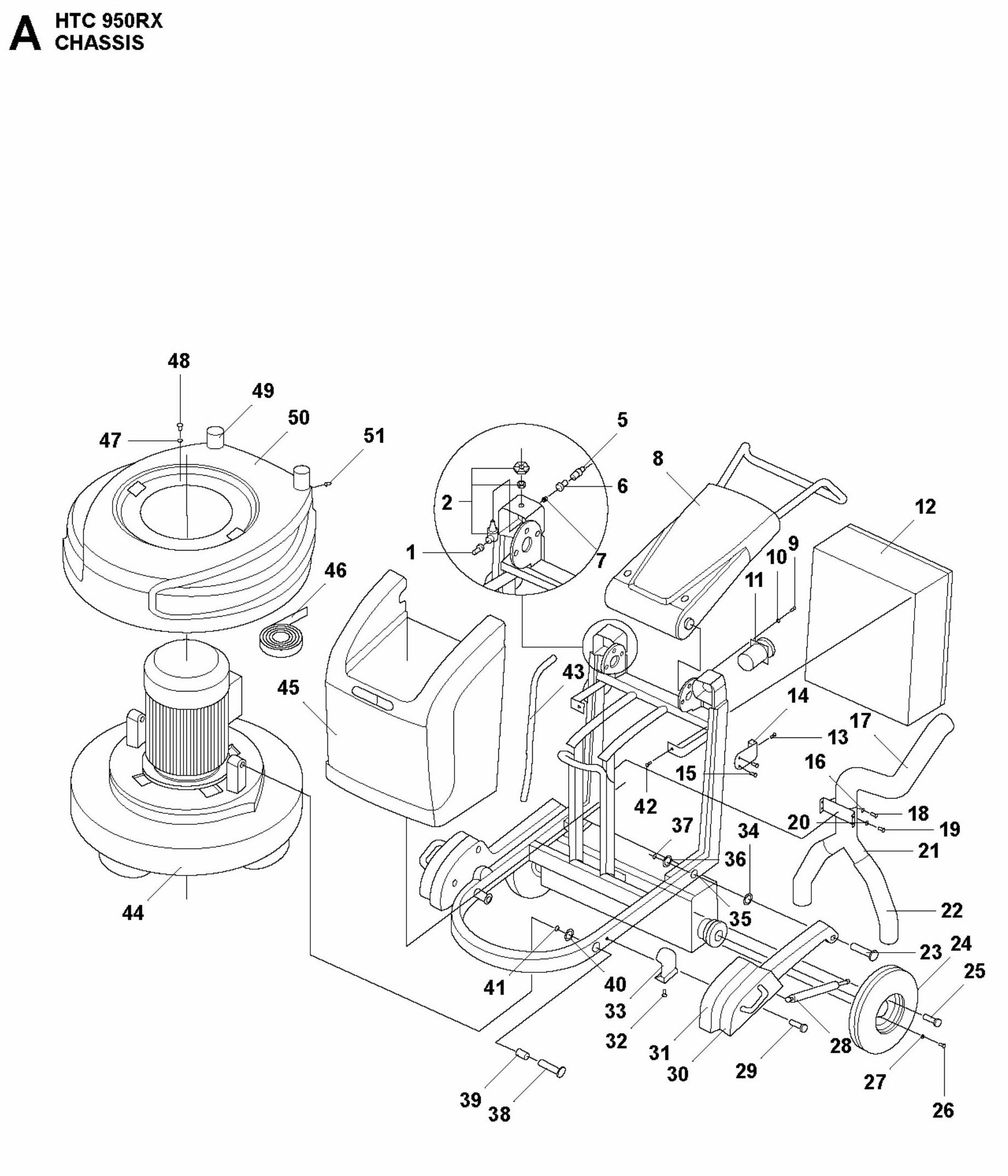 HTC 950 RX Chassis Assembly Parts