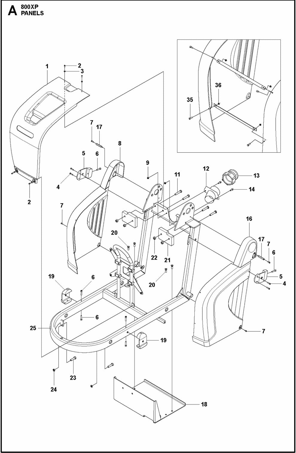 HTC 800 XP Panels Assembly Parts by Husqvarna